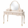 Coiffeuse 110 x 45 x 155 cm en bois blanc avec miroir et tiroirs style classique