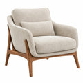 Fauteuil 82 x 78 x 84 cm en tissu beige et bois brun - style scandinave