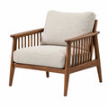 Fauteuil 75 x 80 x 85 cm en bois brun et tissu beige style scandinave