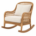 Fauteuil à bascule 70 x 94 x 100 cm en rotin tressé naturel avec assise beige style bohème
