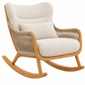 Fauteuil à bascule 100 x 75 x 98 cm en bois beige avec cordage style naturel
