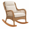 Fauteuil à bascule 65 x 90 x 100 cm en rotin naturel beige style bohème