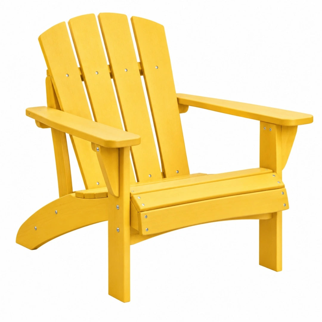 Fauteuil de jardin 83 x 76 x 96 cm en bois jaune style Adirondack avec accoudoirs