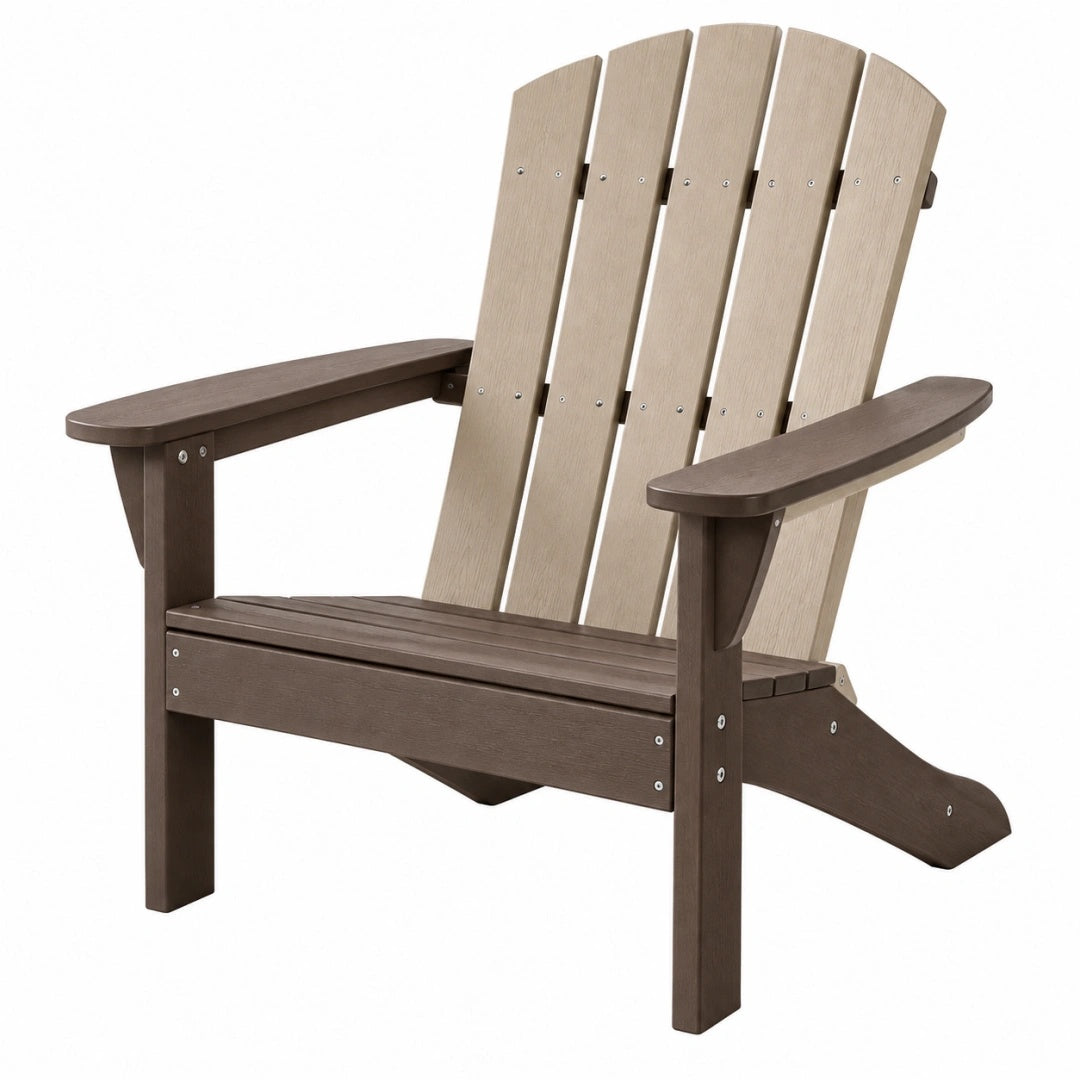 Fauteuil de jardin 83 x 90 x 98 cm en plastique brun/beige style Adirondack