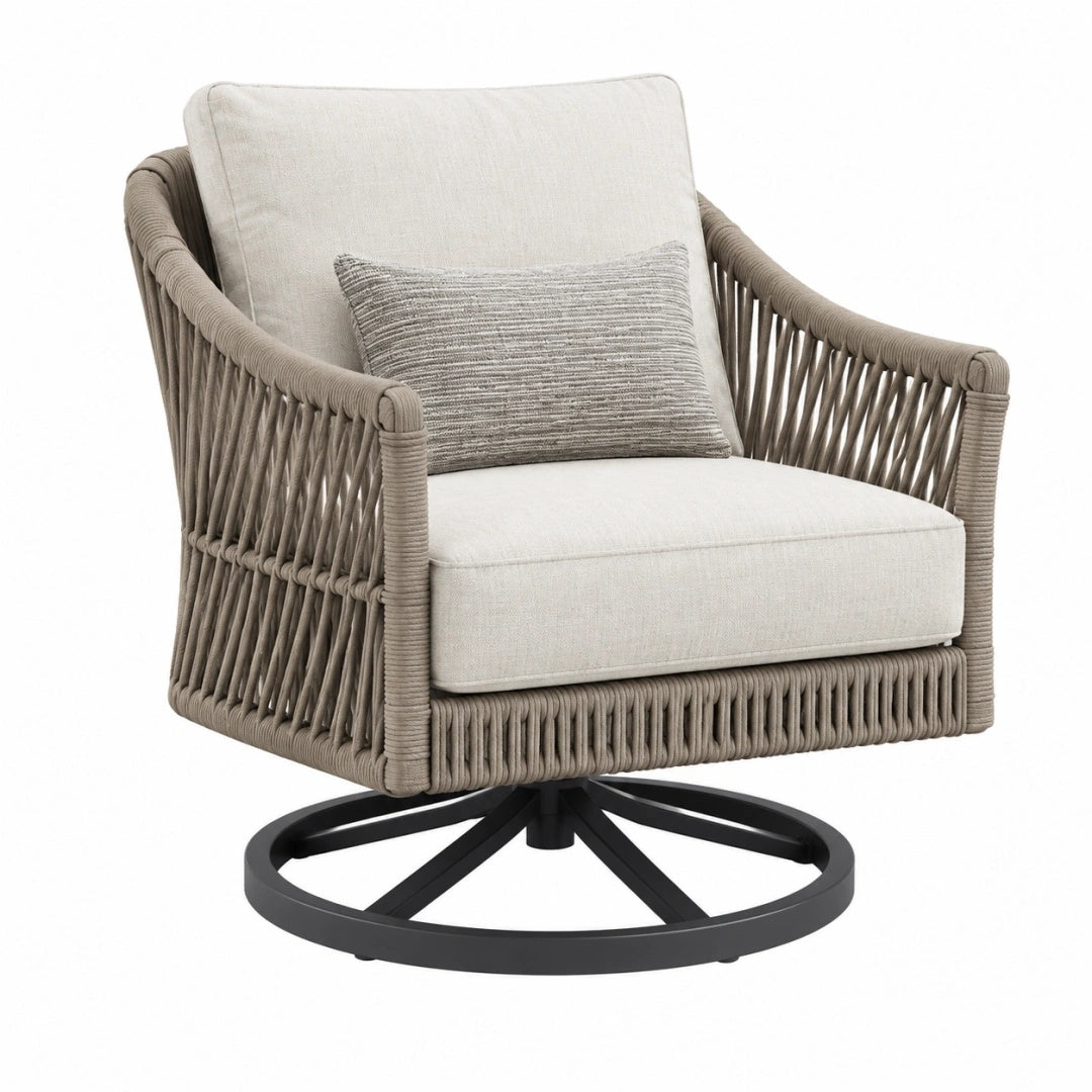 Fauteuil de jardin 80 x 84 x 90 cm en corde tressée beige pivotant