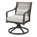 Fauteuil de jardin pivotant 70 x 75 x 95 cm en métal noir et corde tressée