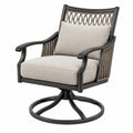 Fauteuil de jardin pivotant 78 x 83 x 96 cm en métal noir et corde gris beige style contemporain