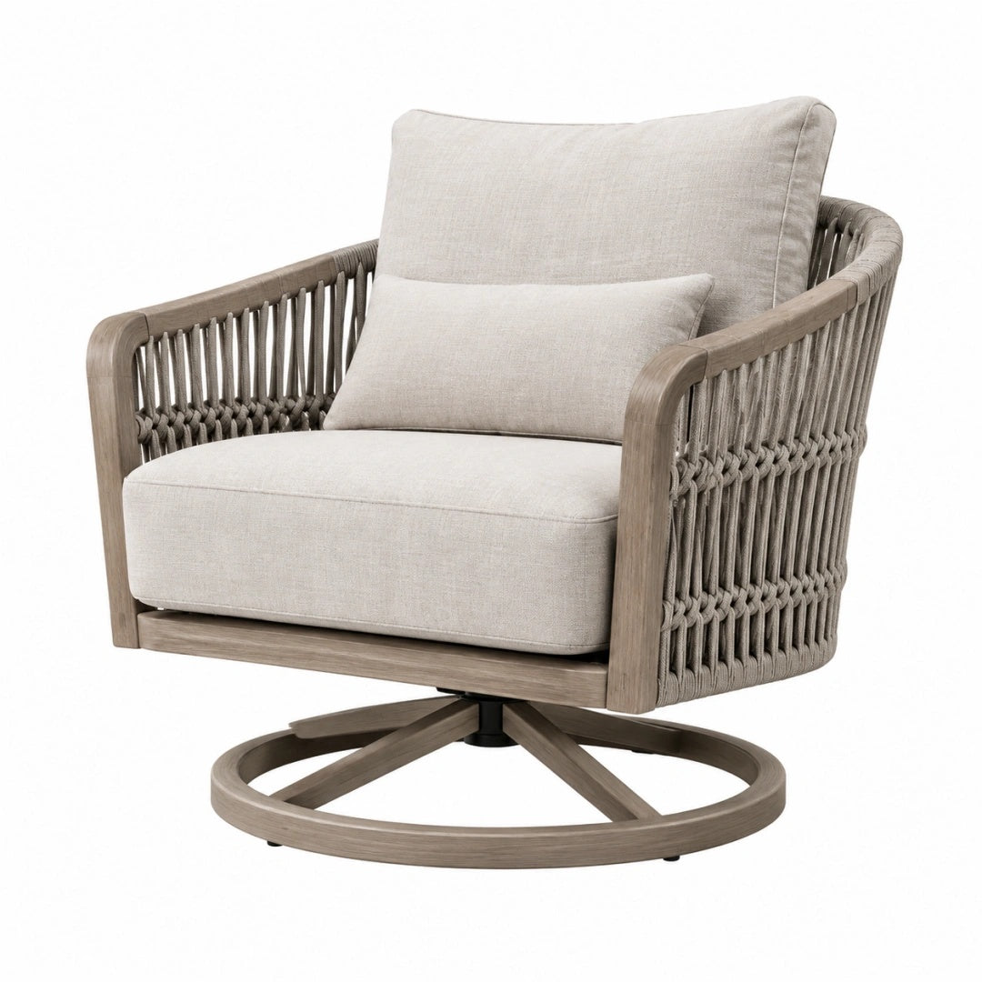 Fauteuil de jardin pivotant 82 x 86 x 88 cm en corde tressée beige