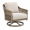 Fauteuil de jardin 75 x 80 x 90 cm en métal et corde tressée taupe pivotant