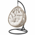 Fauteuil suspendu 105 x 105 x 195 cm en résine tressée beige avec support en acier noir
