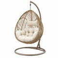 Fauteuil suspendu 105 x 105 x 195 cm en résine tressée beige avec support pour intérieur et extérieur