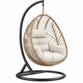 Fauteuil suspendu 105 x 105 x 195 cm métal tressage beige noir avec support
